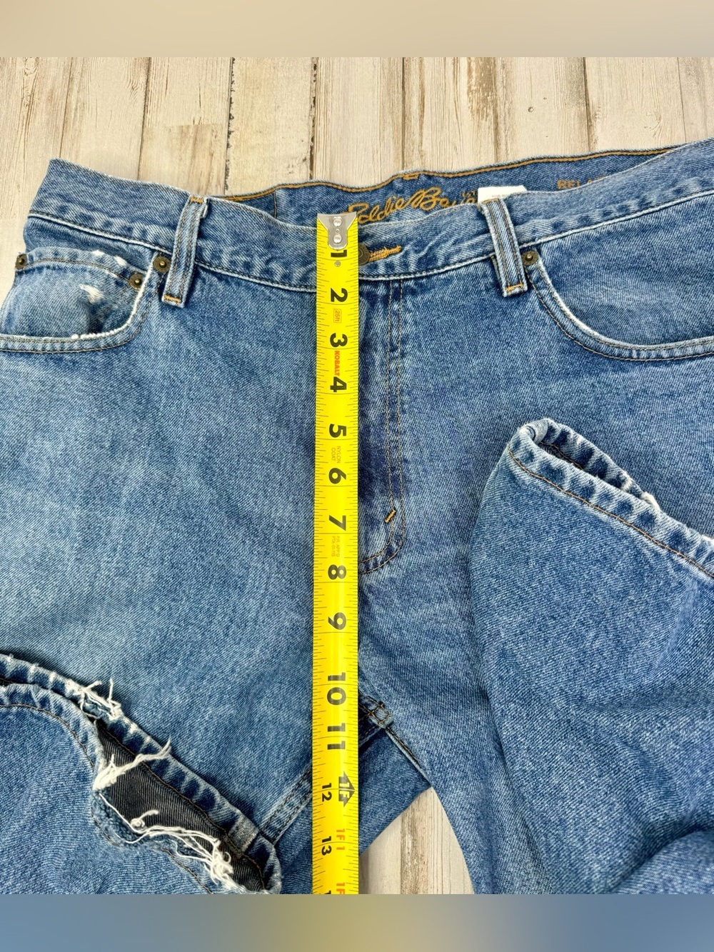 Vintage Eddie Bauer Jeans Mens 34x32 Straight Fit Y2K Medium Wash Blue Denim - Picture 6 of 10
